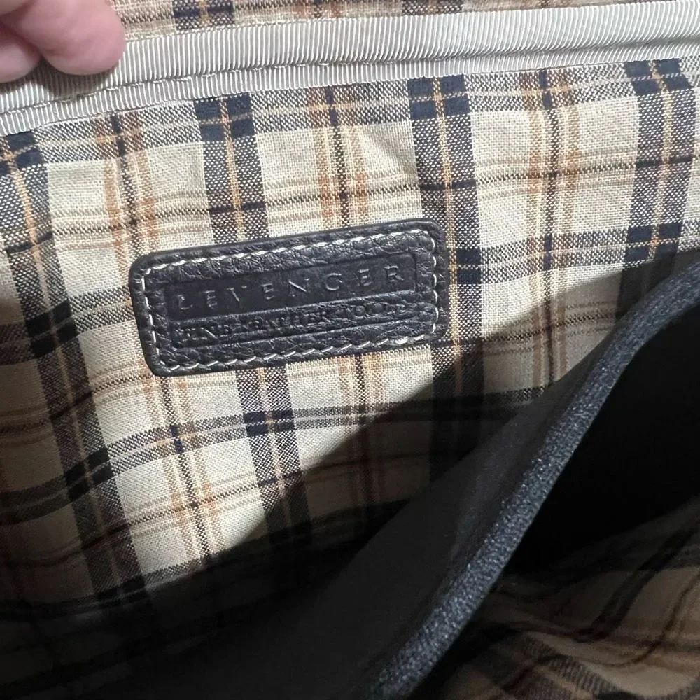 Levenger Brown Full Grain Leather Shoulder Business Bag